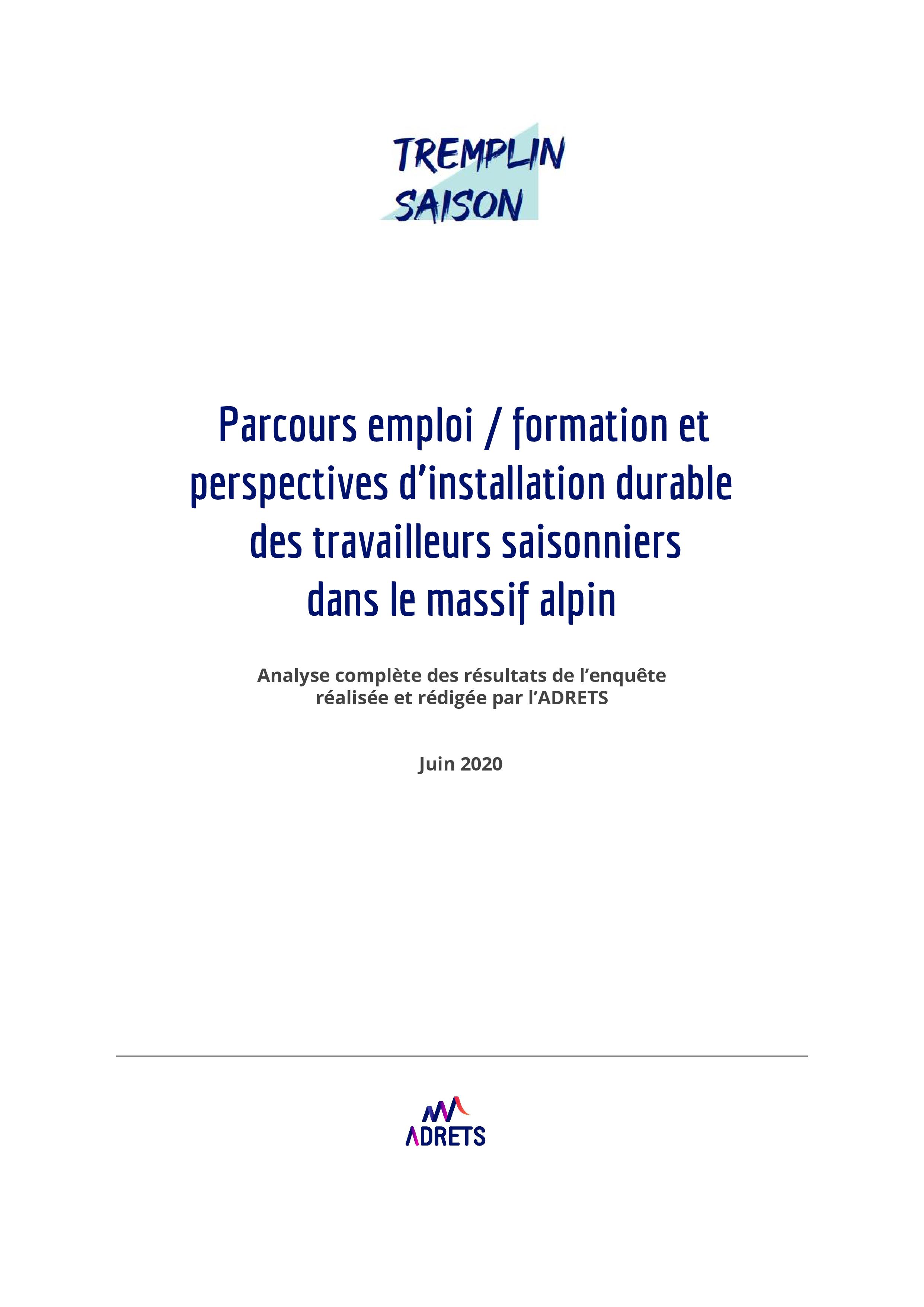 Résultats de l'enquête Tremplin Saison